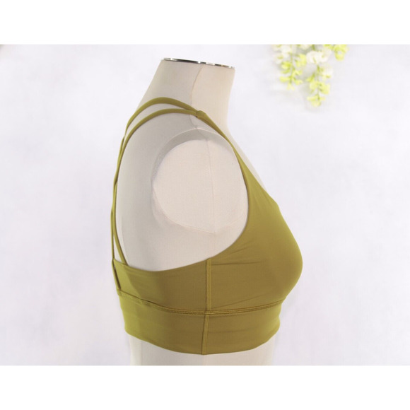 Lululemon Women's Bring The Energy Sport Bra Strappy Cross Back Wasabi Green 8 - Picture 4 of 5